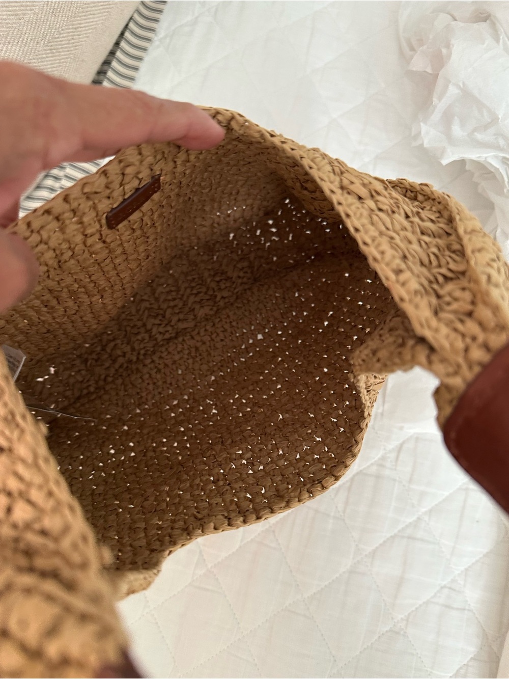J Crew hand knotted straw shoulder bag NWT - Picture 3 of 6